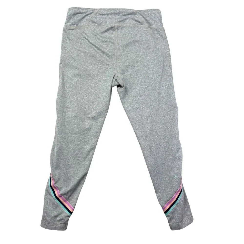 Athleta Girl Leggings Girls Extra Large 14 Gray Colorful Stretch Workout Striped
